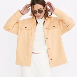 Madewell Brushed Herringbone Knit Shirt Jacket Warm Yellow